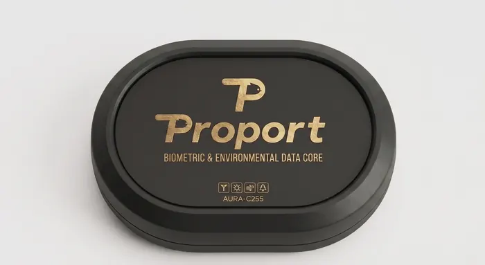 Altın Proport logolu siyah oval Proport sensör düğümü